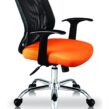 Silla-ejecutiva-cromada-naranja-lateral-S-E34